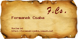 Formanek Csaba névjegykártya